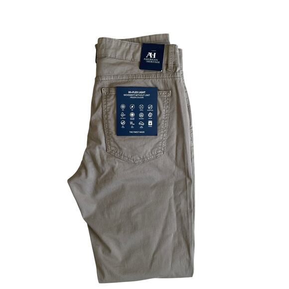 American Heritage Men's Khaki Trouser Pants Size 32 Slim Fit Stretch Beige NEW - Picture 7 of 15